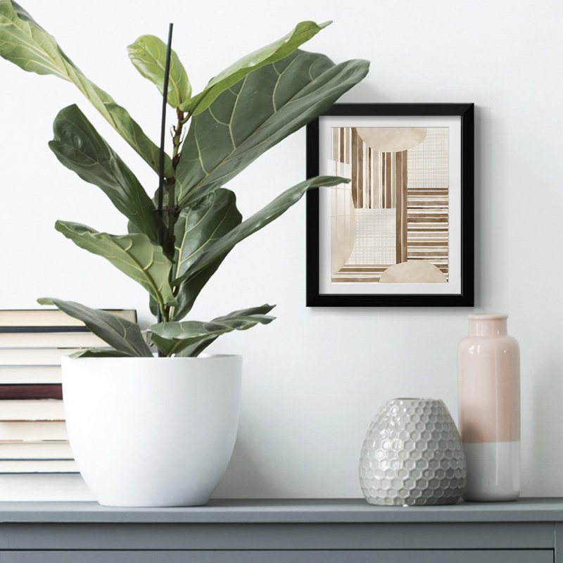 «Neutral Stripes», reproduction encadrée, Blanc, Papier avec cadre noir