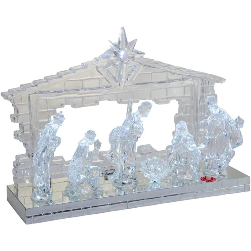 8.7-Inch Clear Acrylic LED Light-Up Musical Nativity Scene