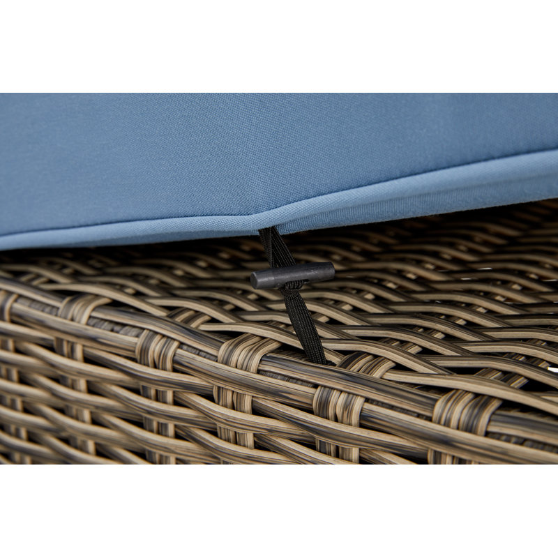 Ensemble de conversation modulaire avec coussins 3 pièces Duponta, Bleu
