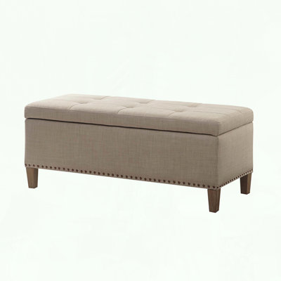 Tufted Top Storage Bench with Copper Nailheads