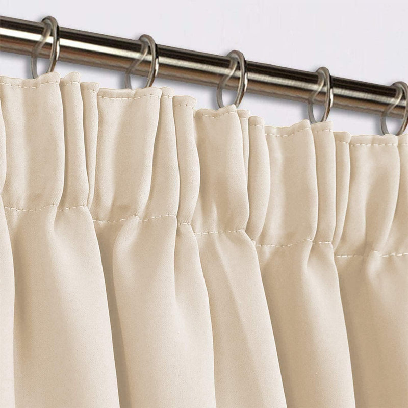 Premium Pencil Pleat Blackout Curtains 100% Light Blocking Thermal Window Drapes, Cream, 168cm Width x 183cm Drop
