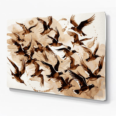 Oiseaux, art mural en métal beige