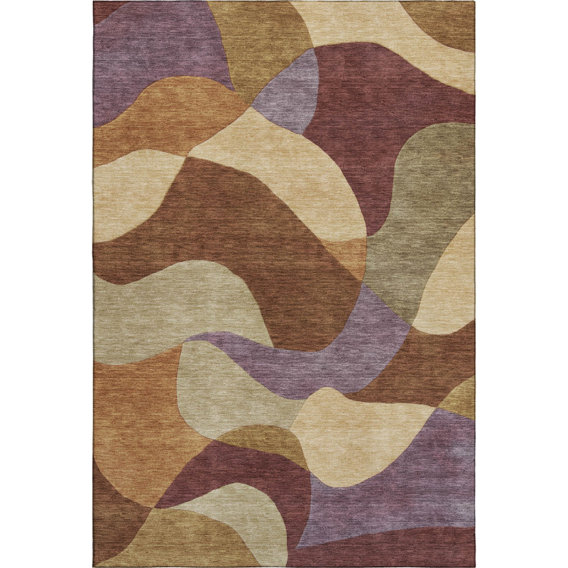 Premium Machine Washable Mayfield AMF2141 abstract Rug, Paprika, 2'6" x 3'10"