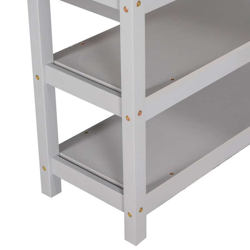 Lit mezzanine avec tablettes de rangement et bureau sous le lit, Grey, Simple