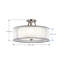 Plafonnier semi-encastré 28 lumières en étain antique 28 po avec organza blanc et abat-jour en verre satiné 28 po Lacey
