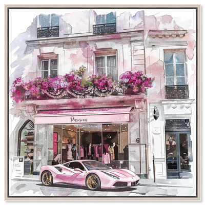 Petite Pink Store Drive By Canvas Fashion Illustration by Art Remedy