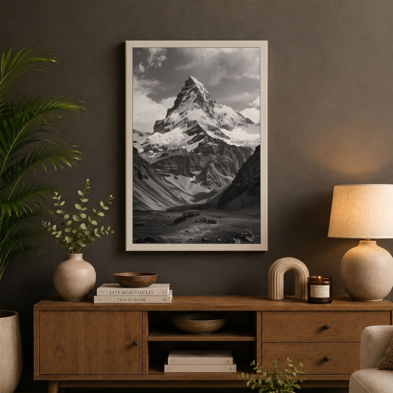 Alpine Peak Minimalist - Wrapped Canvas, 36x24 - 91.4 x 61.0 cm, White Border