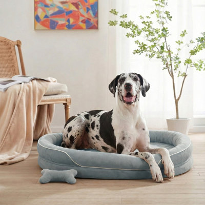 Lit orthopédique pour chien avec mousse à mémoire de forme et canapé avec traversin, housse lavable à la machine, lit pour chien confortable