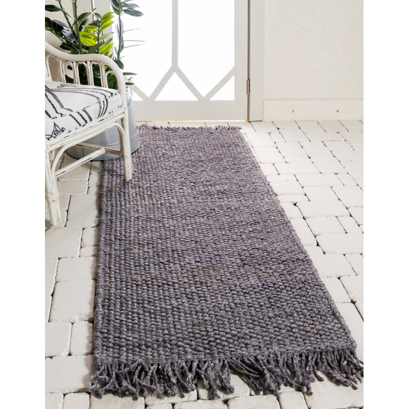 Tapis ivoire noué à la main Gelman, Tapis de couloir 2 pi 7 po x 6 pi 1 po, Grey