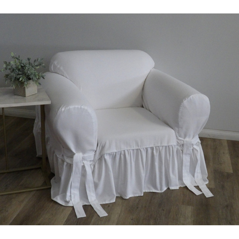 Housse pour fauteuil à coussins carrés/rectangulaires, 100 % coton blanc