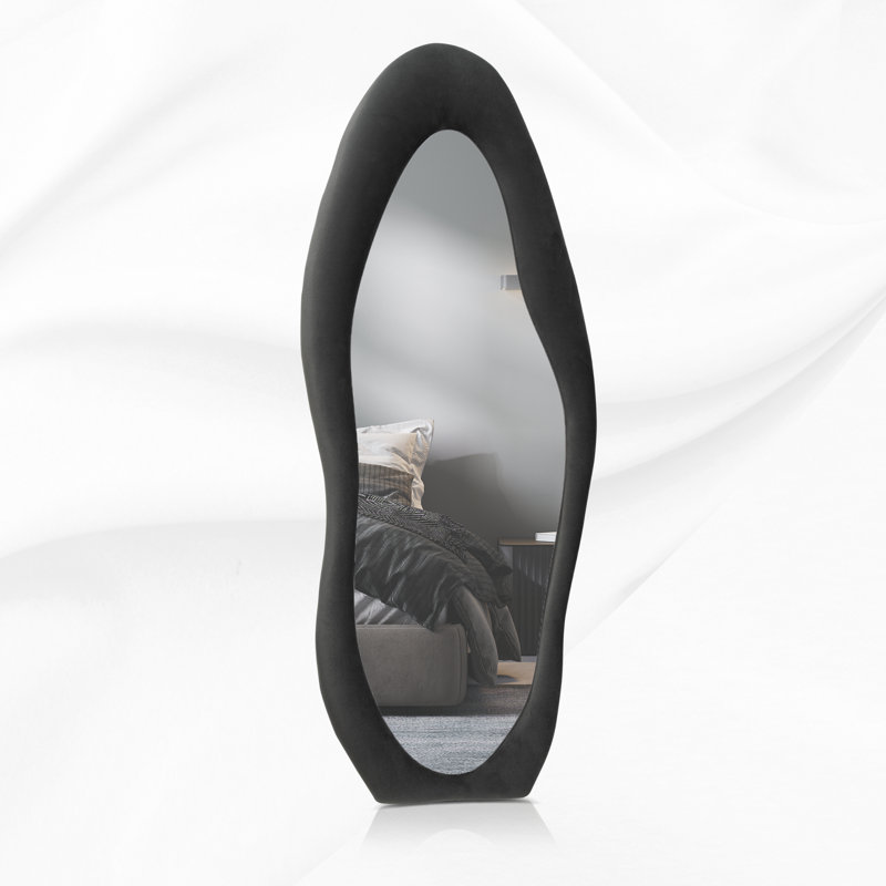 Jascha Flannel Wrapped Asymmetrical Mirror, Gray