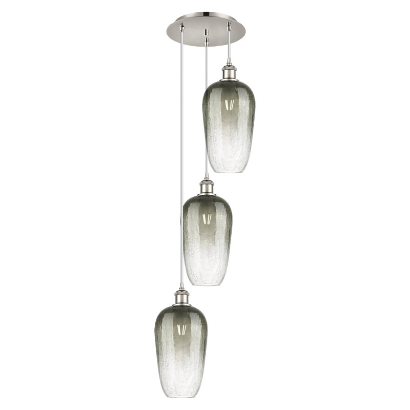 Luminaire suspendu à cordon 3 lumières Ballston - Brookhaven Flute, Ardoise, Nickel poli