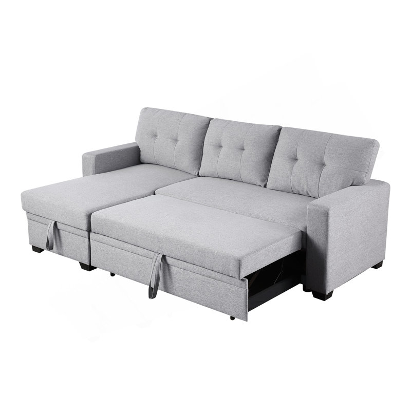 Canapé modulaire rembourré avec méridienne, Gris clair