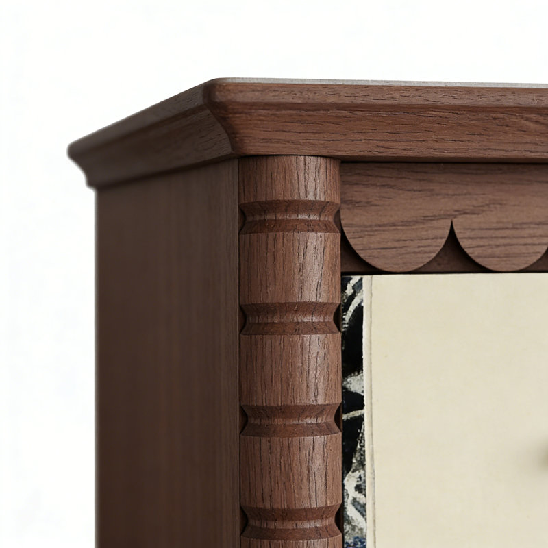Commode d'entrée Mid-Century en bois massif, Brun noisette