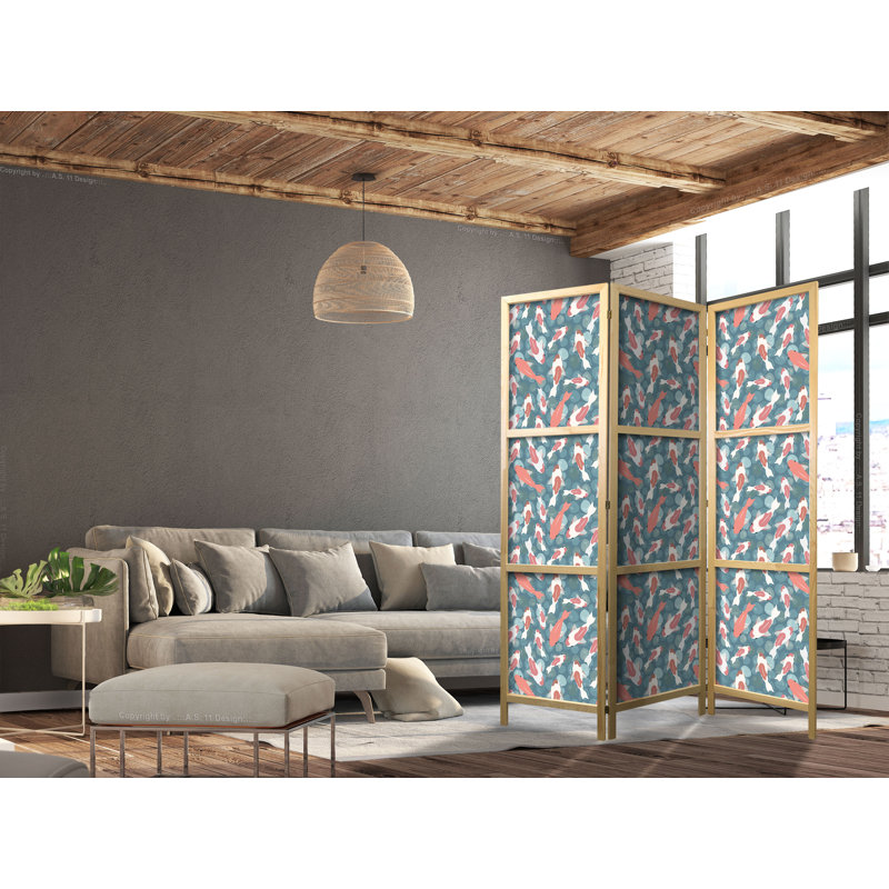 171cm H Solid Wood Folding Room Divider, 171cm H x 135cm W x 1.2cm D, 3
