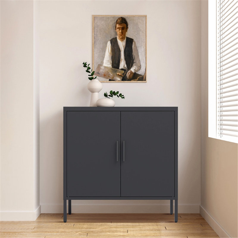 Durable Metal Storage Cabinet with Adjustable Shelves and Secure Lock, Ideal for Home, Office, and Garage Organization, Black