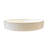 Benzara Mimosa 10 Inch Round Serving Tray with Gold Accented Trim Glossy White Plastic