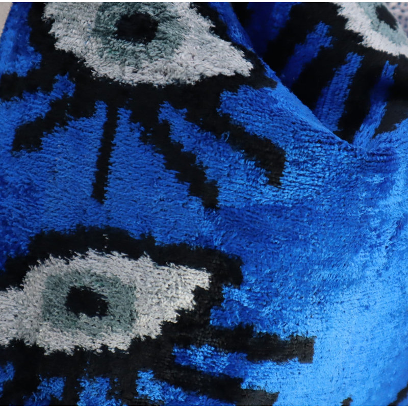 Coussin décoratif géométrique, Bleu, 16 po x 16 po, Carré