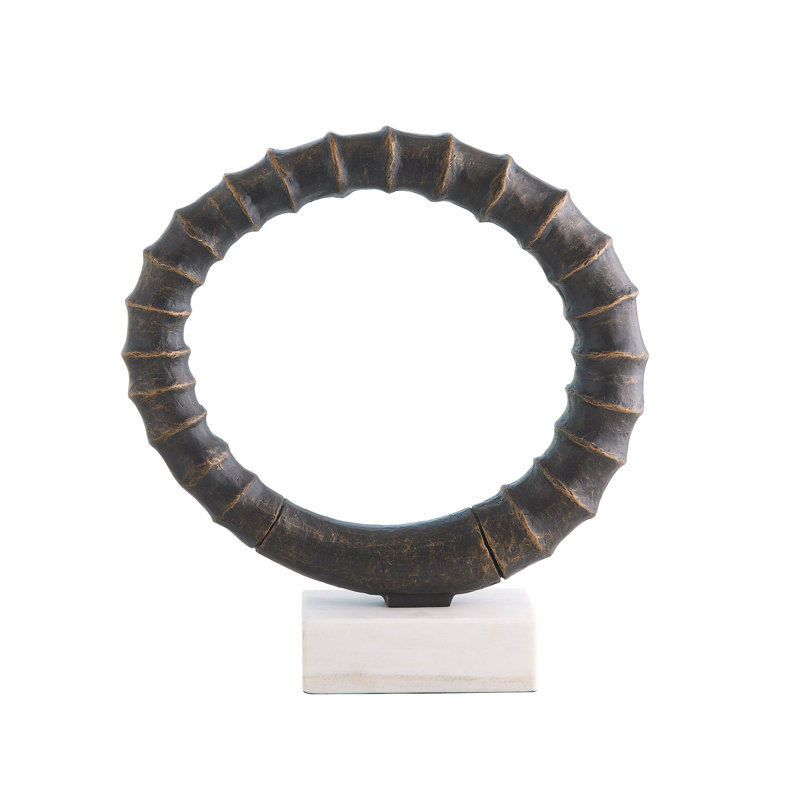 Infinity Horn Sculpture-Bronze, White/Brown/Black