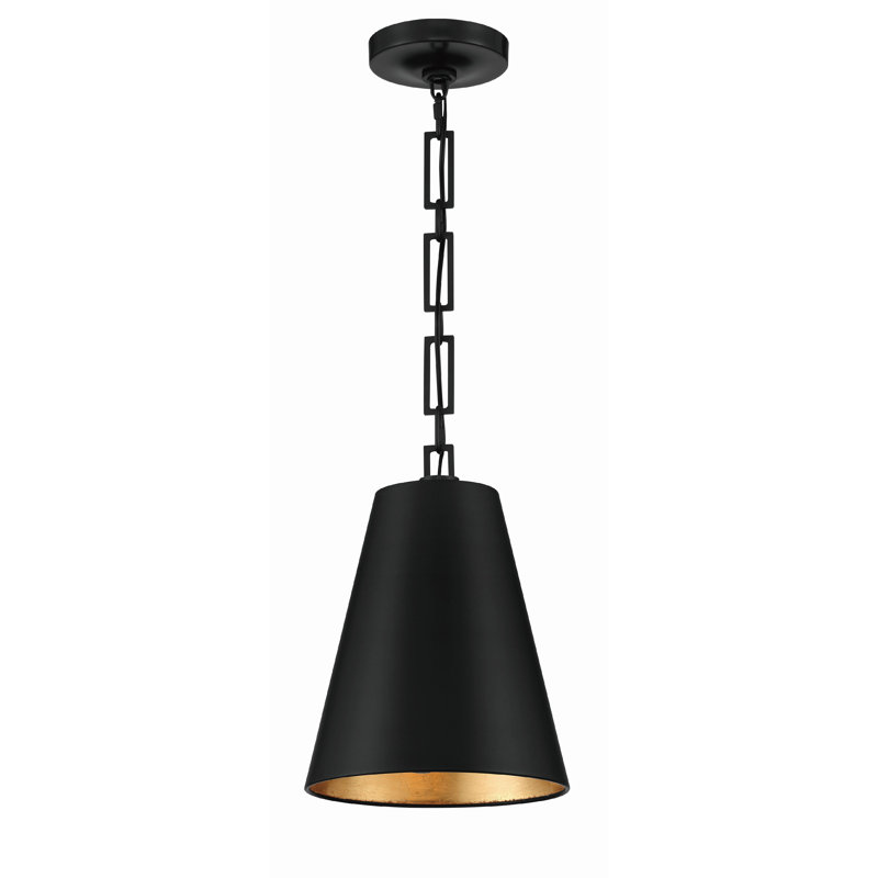 2 - Light Pendant, Matte Black/Antique Gold