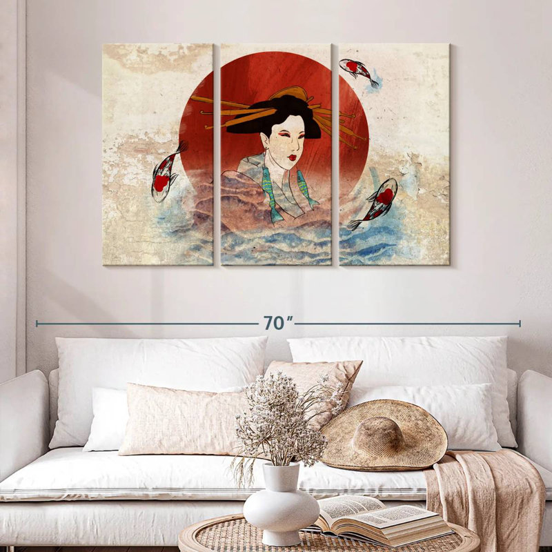 Koi et Geisha japonais Leisha, H 32 po x l 50 po