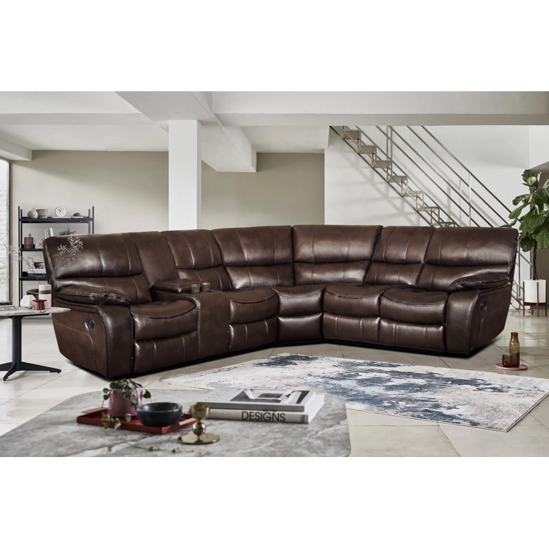 Canapé modulaire 105 po, Similicuir brun foncé, 105"