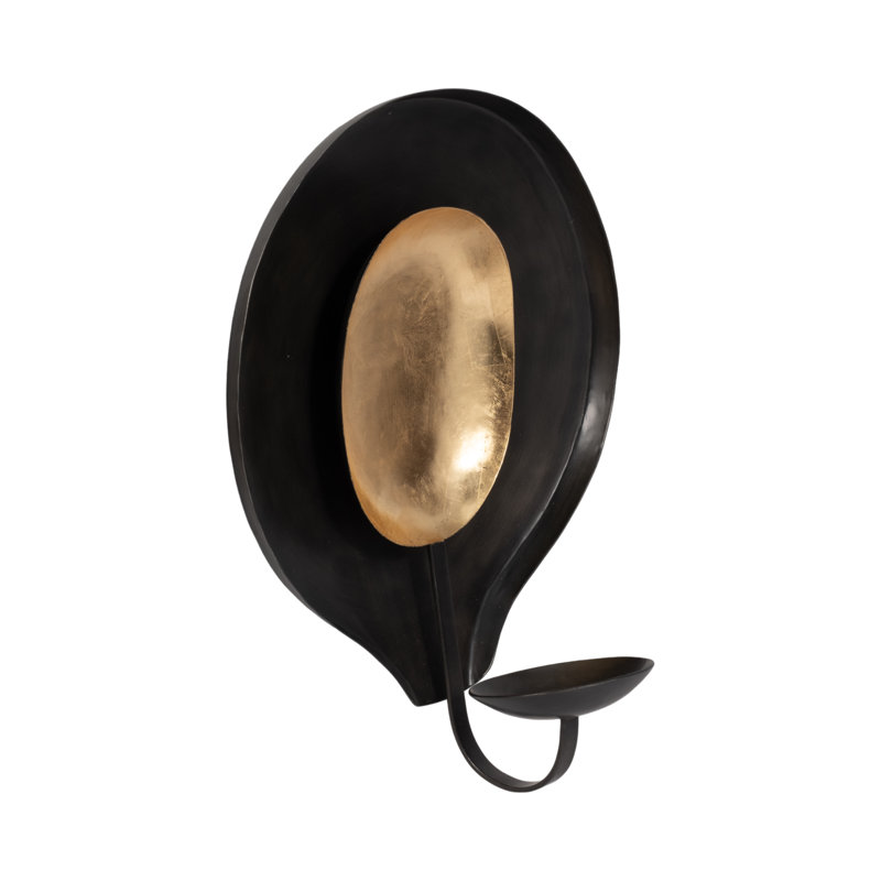 Decorative Round Wall Candle Holder for Home Decor Accent - Modern Pillar or Votive Candle Stand Wall Sconces for Entryway or Hallway - Black & Gold