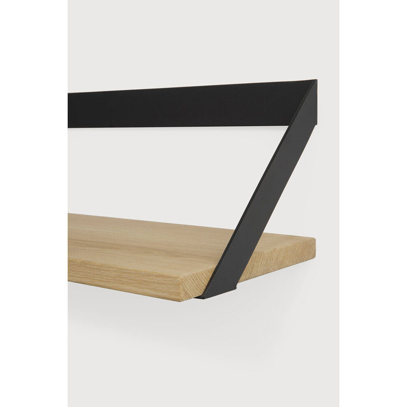 Ribbon Oak Solid Wood Floating Shelf, Black