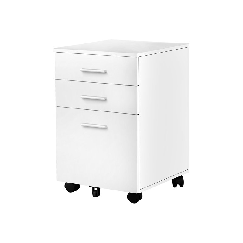 Classeur de bureau avec roulettes, esthétique moderne, blanc, glissières de tiroir lisses pour une installation productive, armoire blanche, 3 espaces de rangement, organisation fonctionnelle