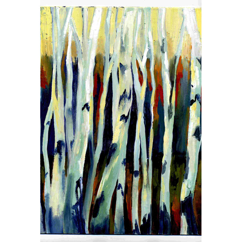 Bouleaux - peinture sur toile tendue, H 12 po x l 8 po