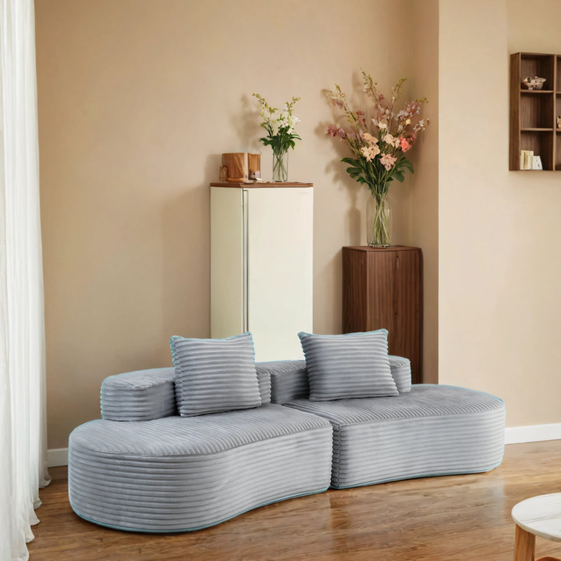 Canapé en tissu Corduroy, Gris