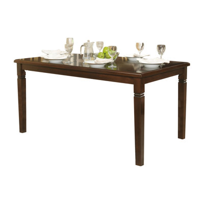 Espresso Finish Transitional Dining Table with Oak Veneer Top - Seats 6