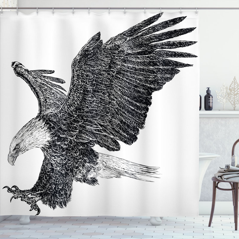  Rideau de douche animal à tête d'aigle, H 75 po x l 69 po