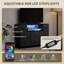 Meuble télé noir Eunos pour téléviseur 65 po avec 8 tiroirs, DEL et prises de courant pour chambre à coucher, salon-1832587410