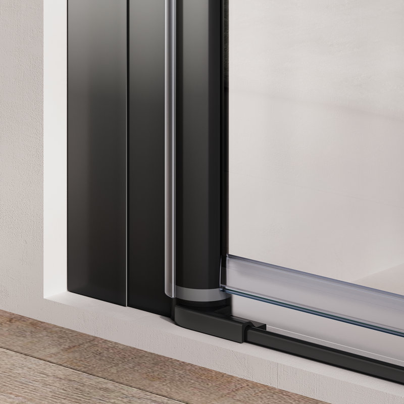 33.5'' - 35'' W x 72'' H Bi-Fold Semi-Frameless Shower Door with Clear Tempered Glass
