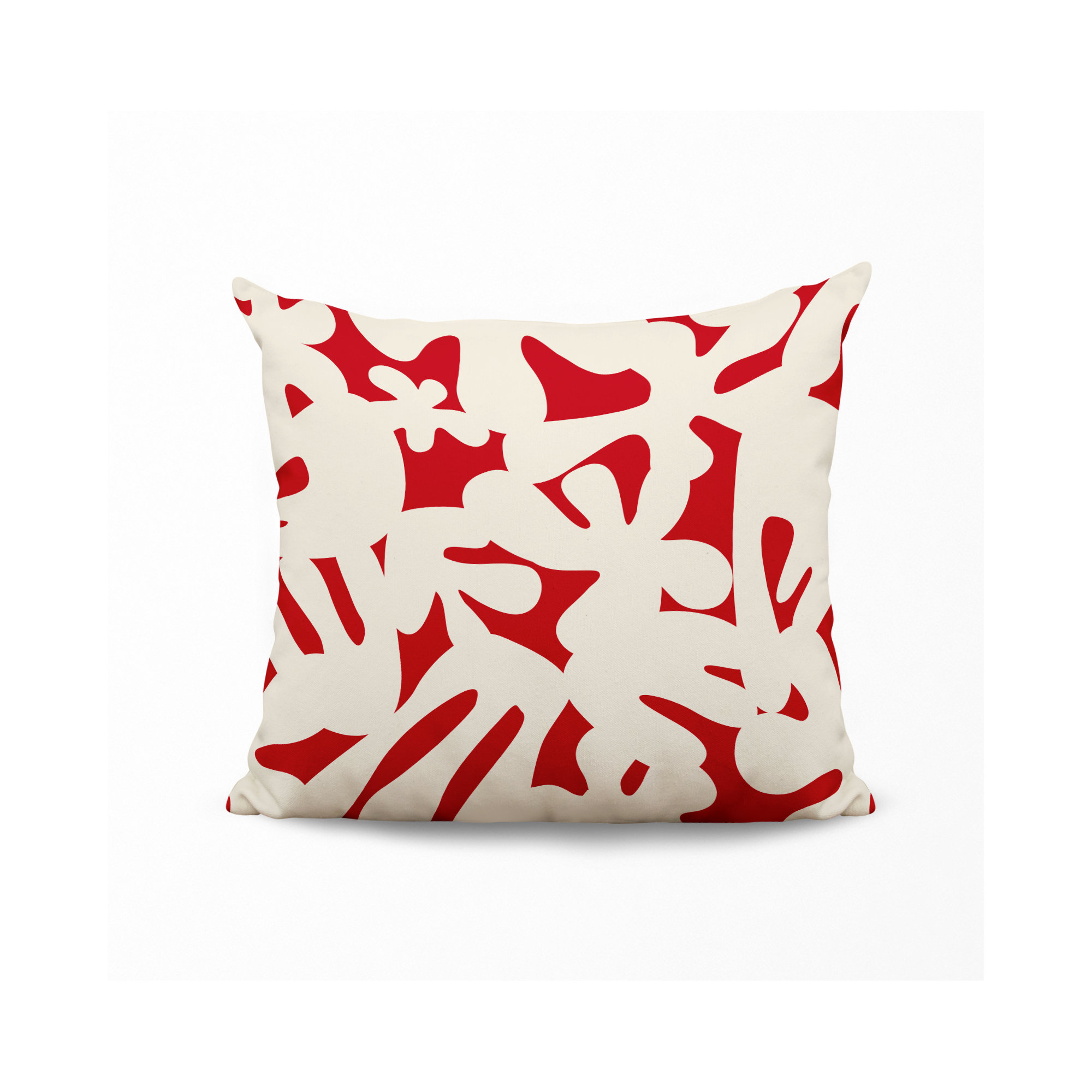 Lara Spun Polyester Indoor/Outdoor Throw Pillow, Red/Off White, 15" x 15"