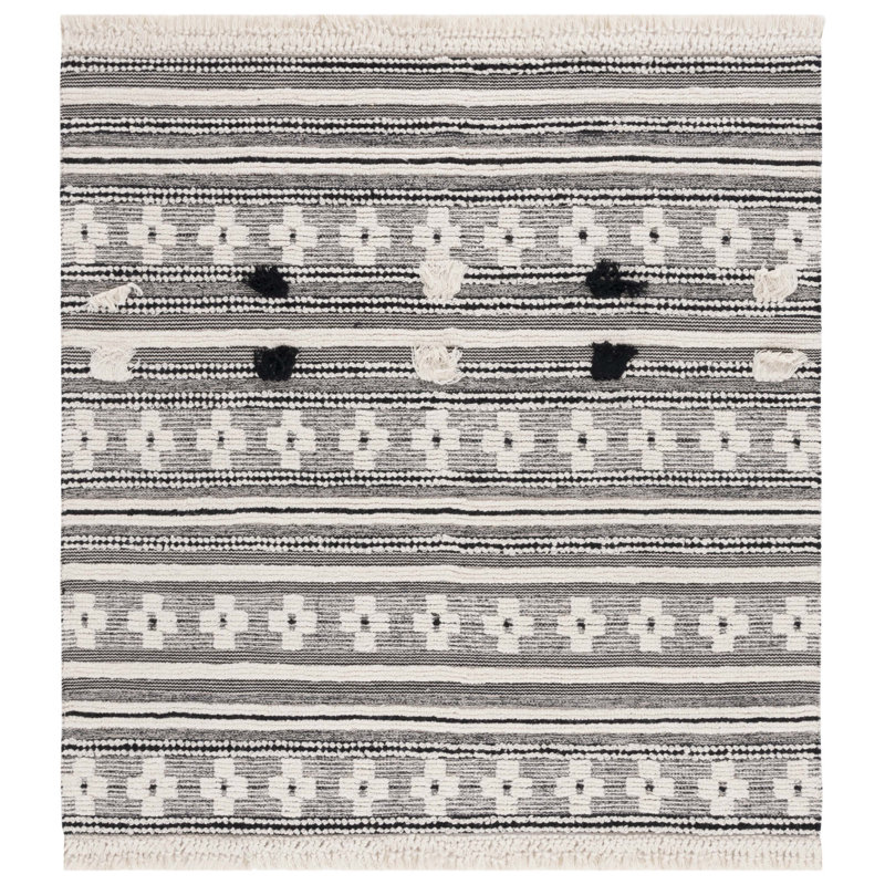 Judsonia 282 Area Rug In Black / Ivory, Square 6'