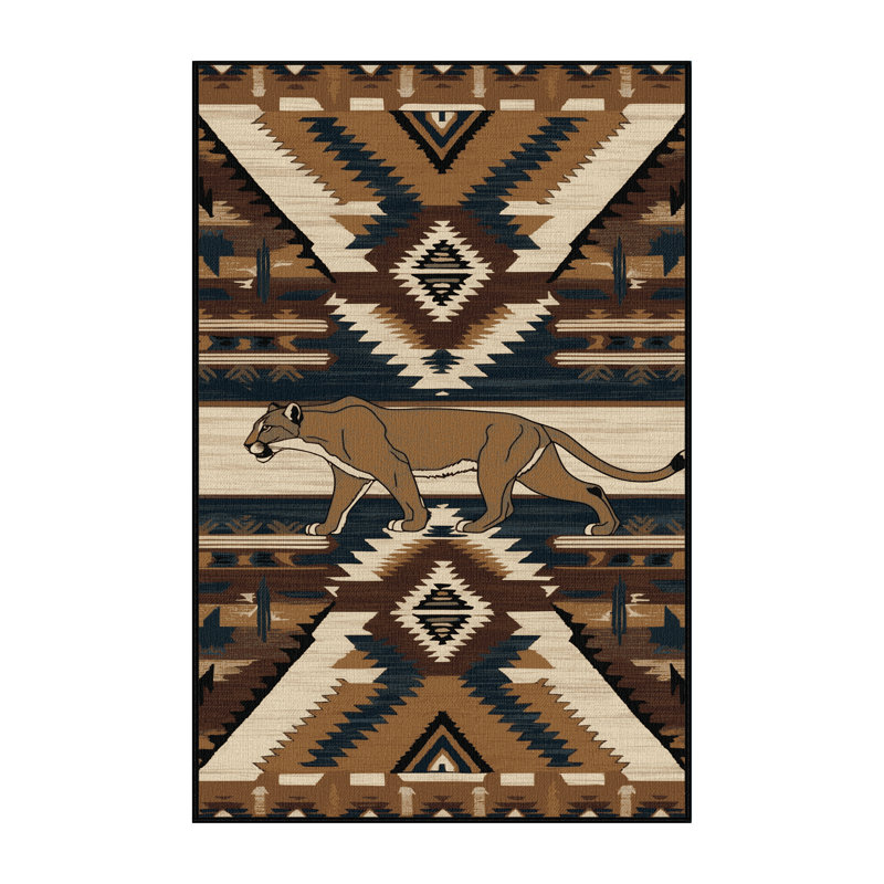  Tapis lavable Mountain Lion Southwestern, Rectangulaire 8 pi x 12 pi