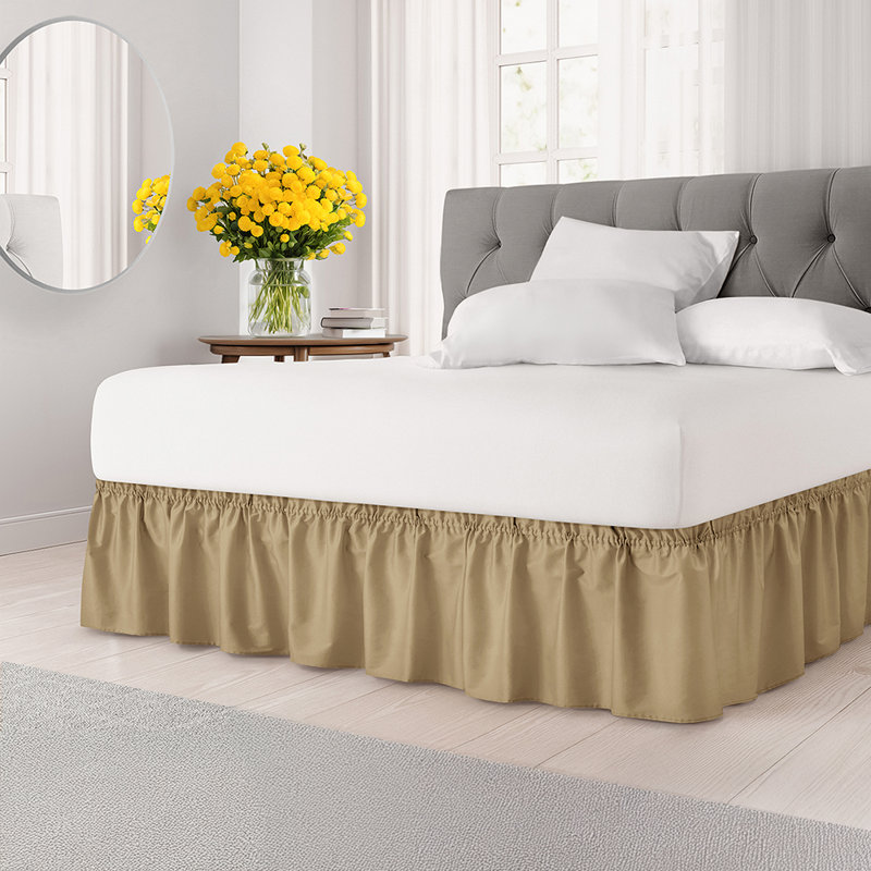 Jupe de lit à volants, Beige, 15", Très grand
