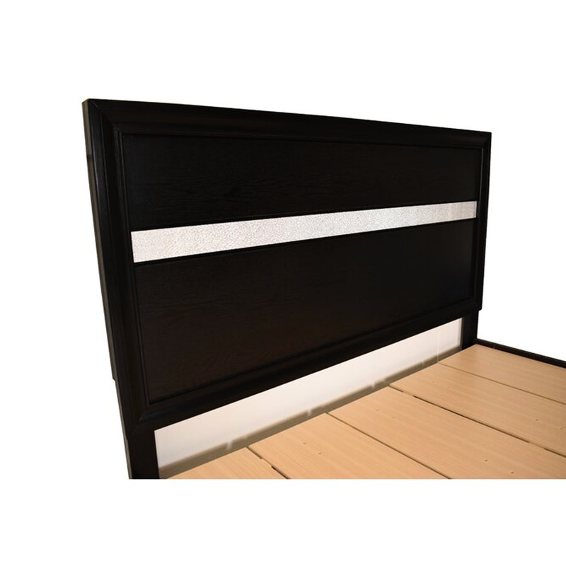 Lit traditionnel traditionnel en bois noir avec rangement intégré, glissières de tiroir à roulement, chambre de rangement, bois d'ingénierie, deux tiroirs pour coussins