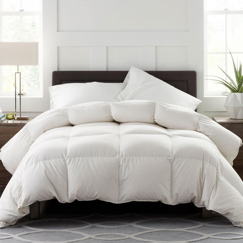 All Season Duvet Insert - 100% Cotton Shell Goose Feather Down Comforter with 8 corner tabs, Twin