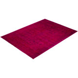Overdyed Hand-Knotted Wool Modern-Contemporary Pink Area Rug 8' 9" x 12' 0"