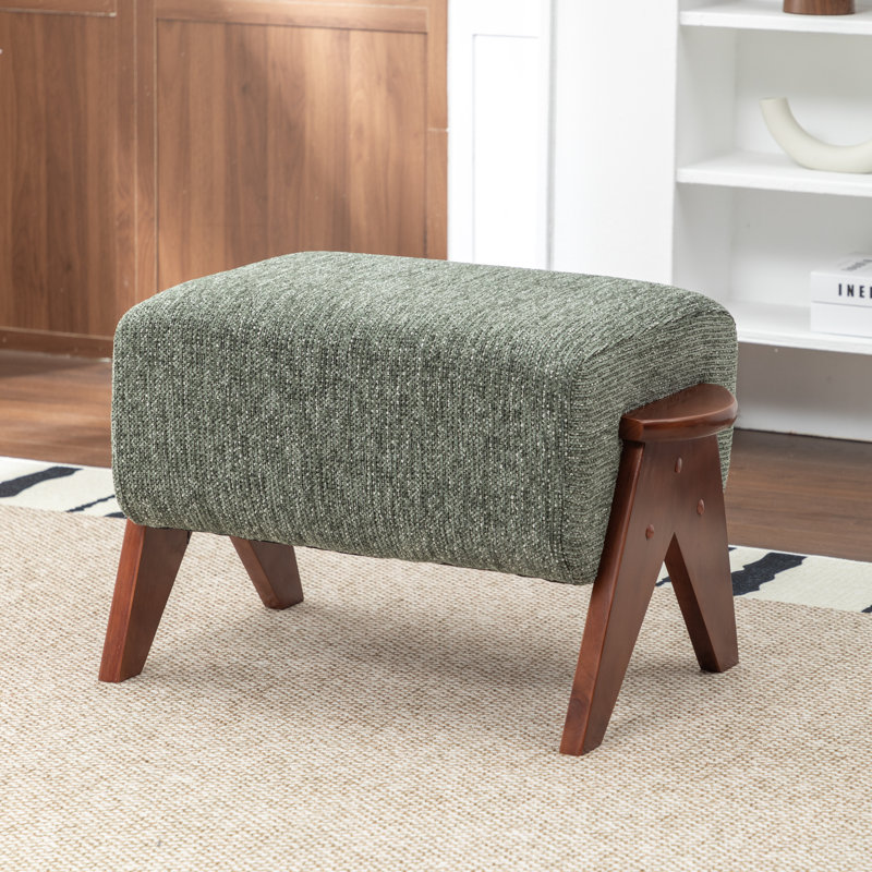 Karsen Upholstered Bench with Solid Wood Leg, Green