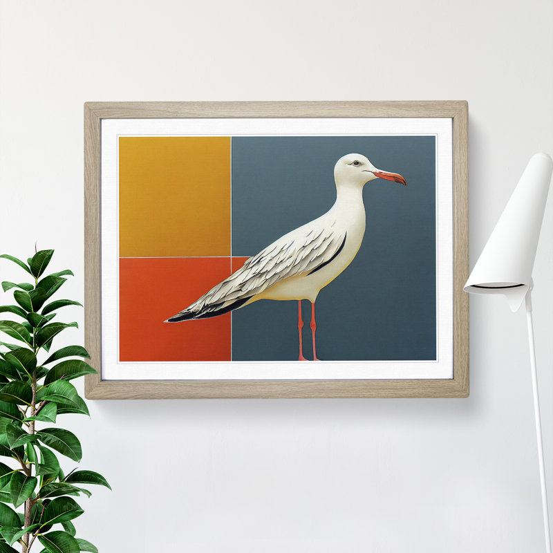 Seagull - Framed Print, 25cm H x 34cm W, Oak Framed