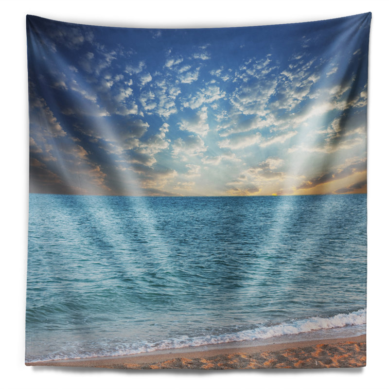 Tapisserie en mouvement rapide par-dessus une plage bleue, H 32 po x l 39 po
