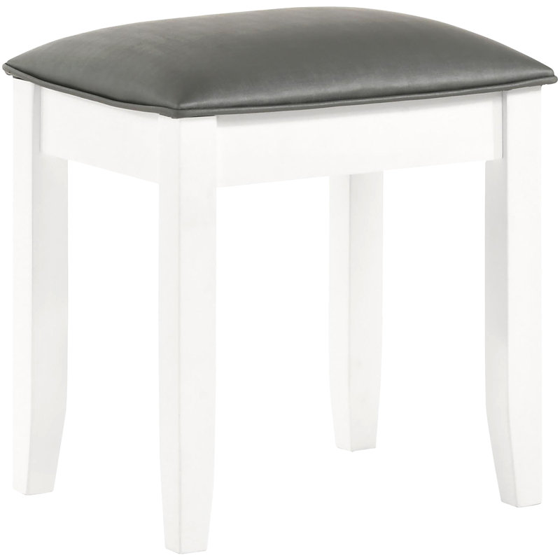 Tabouret de coiffeuse blanc brillant avec siège rembourré