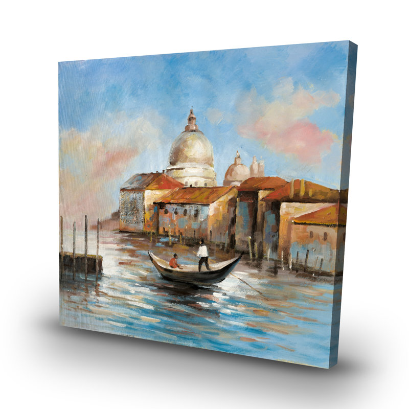 Two europeans on a gondola - 32"x32" art on canvas