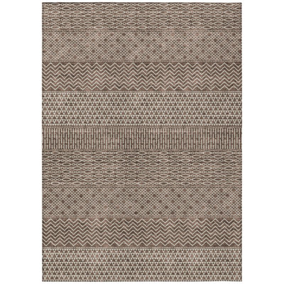 Tapis intérieur lavable à chevrons brun et ivoire 5 pi x 8 pi