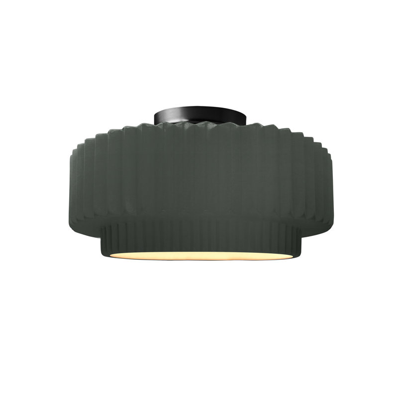 Plafonnier semi-encastré en céramique Dottie, Étain, vert, Noir mat, H 7 po x l 12 po x P 12 po