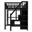 Lit mezzanine avec escalier de rangement, bureau intégré, étagères ouvertes, panneau de fenêtre décoratif, bande lumineuse DEL et port de chargement USB-662385428-662385430